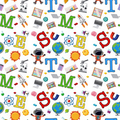 Colourful STEM education seamless background