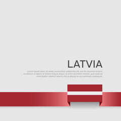 Latvia flag background. State latvian patriotic banner, cover. Ribbon color flag of latvia on a white background. National poster. Business booklet. Vector tricolor flat design - obrazy, fototapety, plakaty