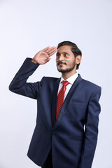 Young man giving salute to India on Indian independence day