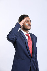 Young man giving salute to India on Indian independence day