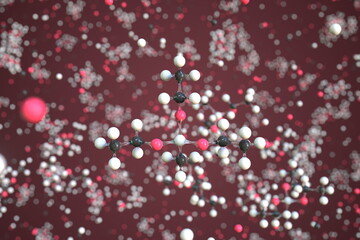 Molecule of methyltriethoxysilane, conceptual molecular model. Scientific 3d rendering