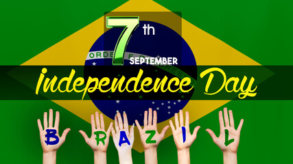 
Brazilian Independence Day 7 September 
Animated India flag with animated hand with text writing as Brazil