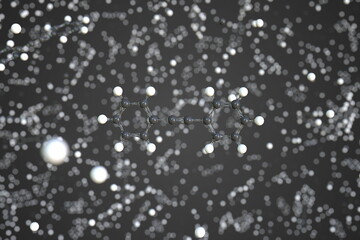 Molecule of diphenylacetylene, conceptual molecular model. Scientific 3d rendering