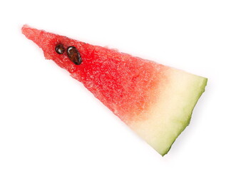 Watermelon slice isolated on white background, top view