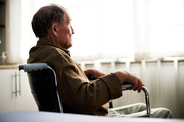 A sick elderly at a hospital