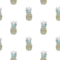 Pattern from silhouettes of pineapple. Fruit seamless pattern