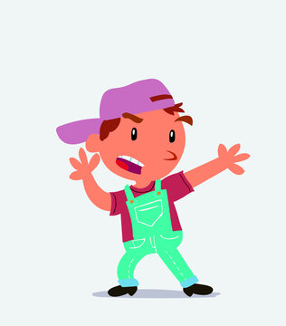 recommend clip art: cartoon character of little boy on jeans arguing angry.
