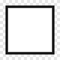 Two Vector Realistic Mofern Interior Black Blank Square Wooden Poster Picture Frame Set Closeup on White Wall Mock-up.