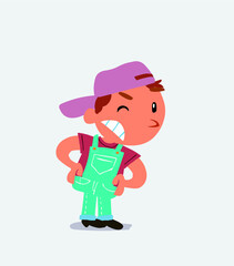 cartoon character of little boy on jeans suspecting something wrong.