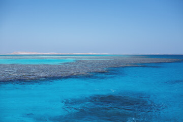 Landscape of the red sea and coral reefs