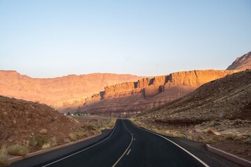 A long way down the road going to Navajo Bridge Interpretive Center, Arizona