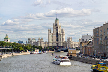 Stalin's skyscraper on Kotelnicheskaya Embankment and the Moscow River
