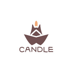 Abstract ornamental candle logo. Candle symbol in the flower. Design template for spa salon, yoga classes, healthcare center