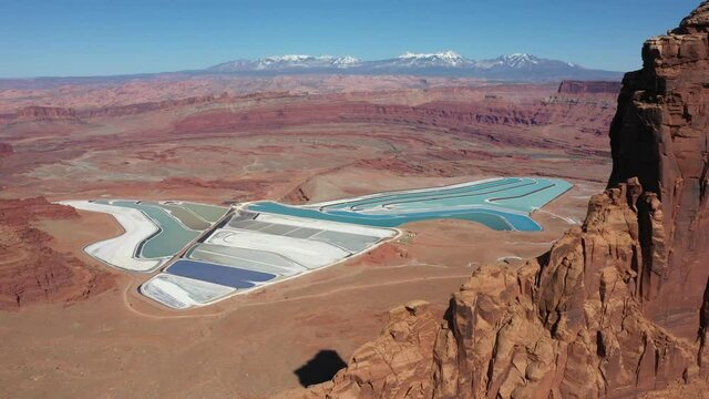 Flying towards potash ponds.