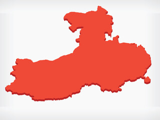 Republic China Isometric Map 3D Shape Vector Infographic Element