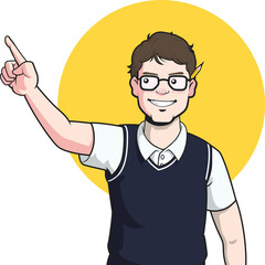 Nerd Copy Writer Cartoon Author Blogger Journalist Mascot Illustration