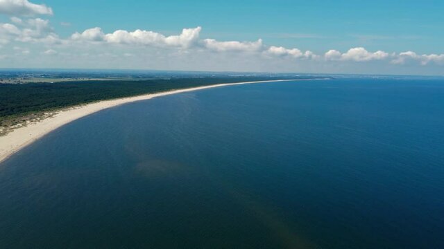 Panoramic View on sandy beach on Baltic Sean on Sobieszewo island.