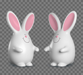 3d Easter bunny. Design element for greeting card, invitation or banner