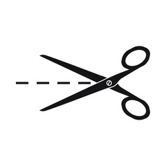 Scissors silhouette. Place for the cut. Vector drawing.