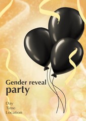 Gender reveal party invitation. Baby shower illustration. Graphic design for postcard, greeting card, banner, invite card, poster