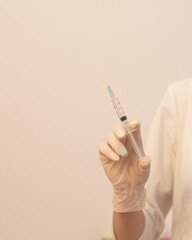 Lipotropic injections close up. Woman Belly fat dissolving treatment. Body lifting injections syringe close up.