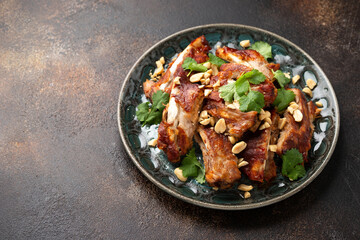 Chinese Pork ribs with peanuts and coriander