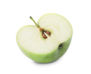 Half of juicy apple on white background