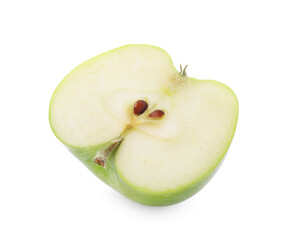 Half of juicy apple on white background