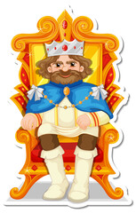 King sitting on throne cartoon character sticker