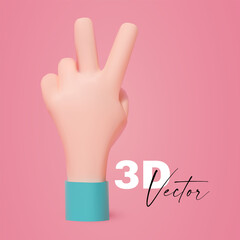 3D hand victory gesture. V sign. Realistic render.