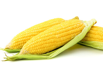 Sweet corns, fresh isolated on white background