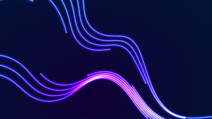 Blue ultraviolet neon curved wavy lines background