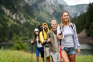 Group of happy friends enjoying outdoor activity together