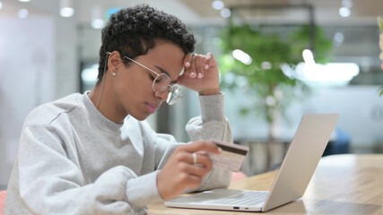 Online Payment Failure on Laptop Young African Woman 