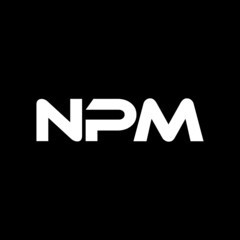 NPM letter logo design with black background in illustrator, vector logo modern alphabet font overlap style. calligraphy designs for logo, Poster, Invitation, etc.
