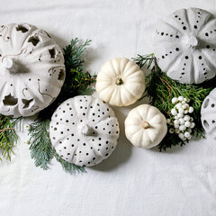 White decorative pumpkins