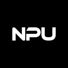 NPU letter logo design with black background in illustrator, vector logo modern alphabet font overlap style. calligraphy designs for logo, Poster, Invitation, etc.