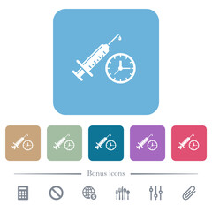 Vaccination appointment flat icons on color rounded square backgrounds