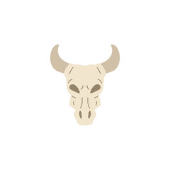 Bull or cow, ox skull hand drawn flat vector illustration isolated on white.