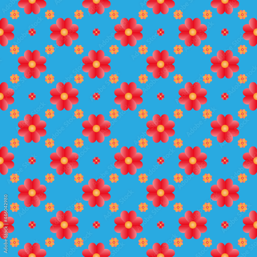 Poster beautiful yellow and red flowers seamless design for pattern and background