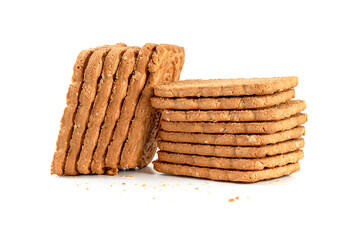 square biscuits sweet bakery dry cookies. sweet biscuits food shortbread isolated on white background