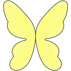 cute light butterfly with yellow wings, color vector element in flat style