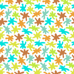 Abstract seamless pattern vector colorful cartoon stains illustration blue green bown