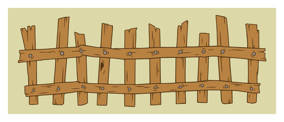 Wood fence cartoon isolated illustration