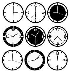 vector set of wall clock icon illustrations with various types
