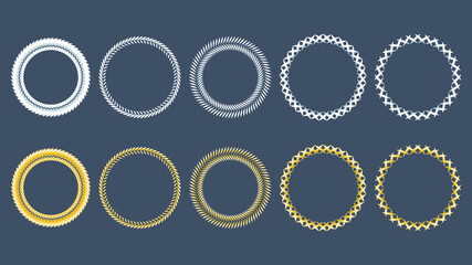 Circle of various patterns in gold and silver. Used to decorate cards or posters , illustration Vector EPS 10