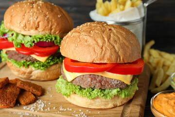 Concept of tasty fast food, close up