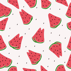 Seamless pattern with watermelon. Half watermelon pattern.