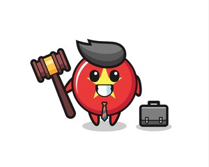 Illustration of vietnam flag badge mascot as a lawyer
