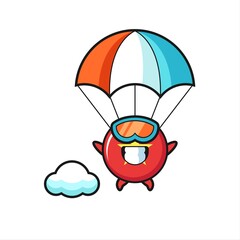 vietnam flag badge mascot cartoon is skydiving with happy gesture